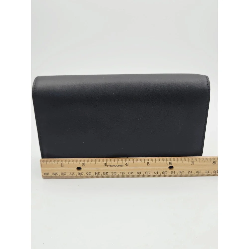 Buxton Black Leather Crossbody Wallet Purse Organizer Clutch Detachable Strap